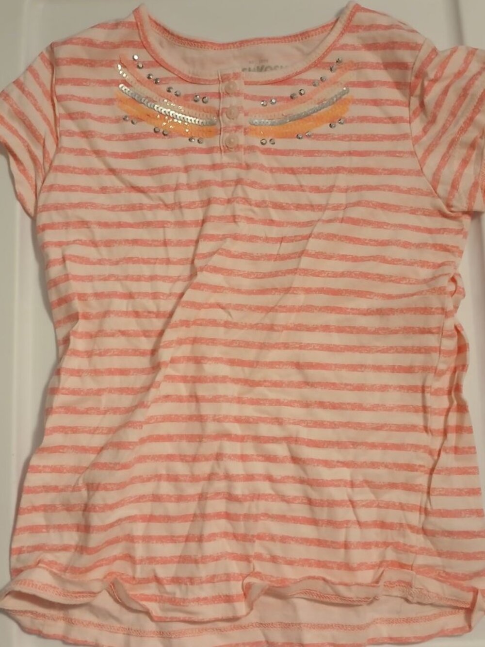 Osh Kosh B'gosh Girls Pink And White Striped Shirt Size 6x